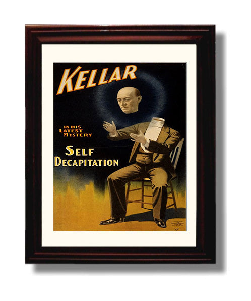 Kellar - Self Decapitation - Magic Poster - 8x10 Beveled Frame