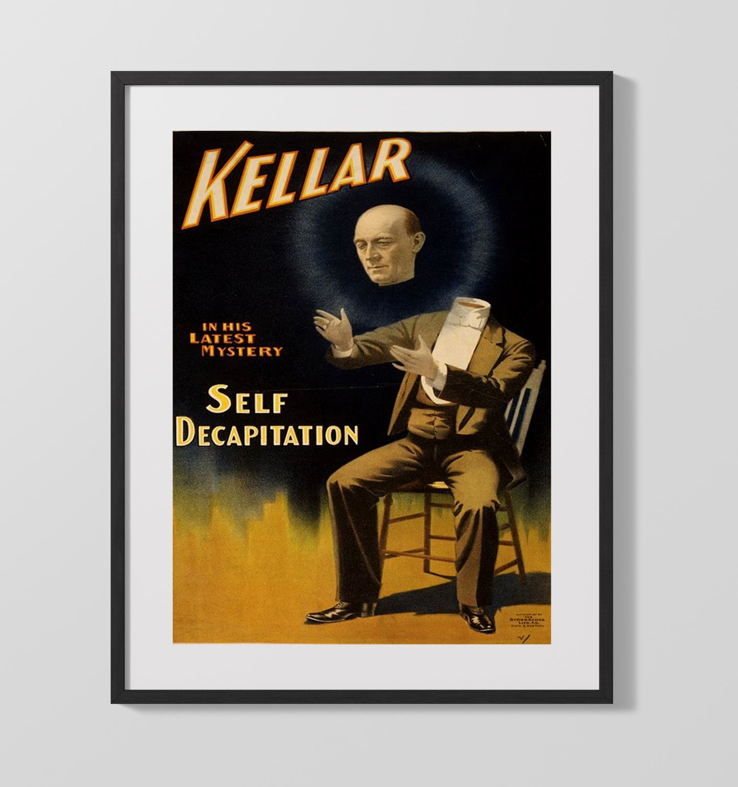 Kellar - Self Decapitation - Magic Poster - 16x20 Gallery Frame