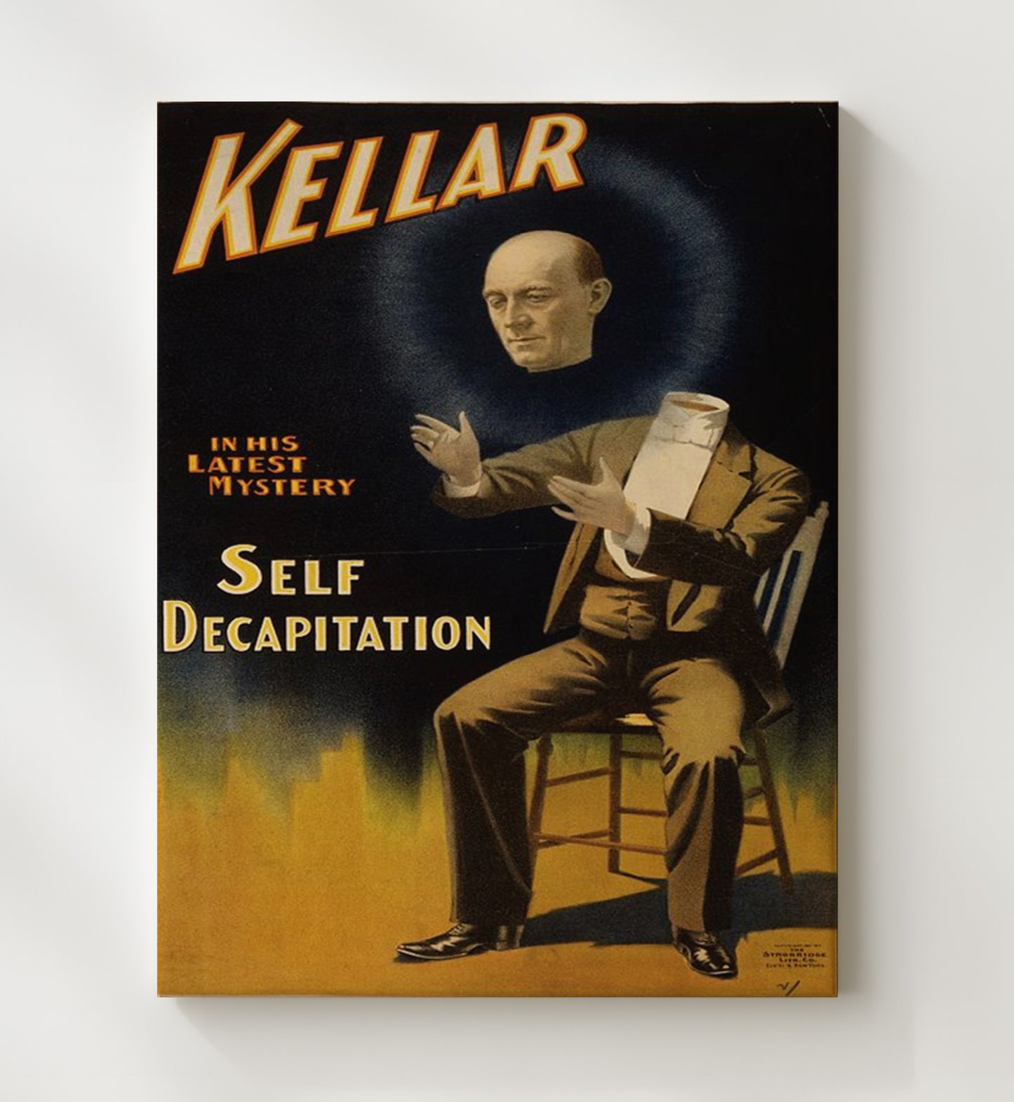 Kellar - Self Decapitation - Magic Poster - 20x24 Canvas