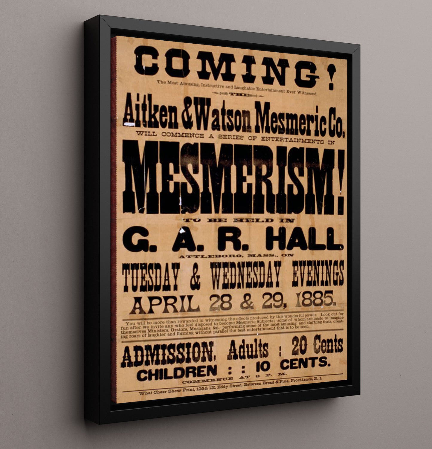 Mesmerism - Hypnotic Laughter - Magic Poster - 16x20 Framed Canvas