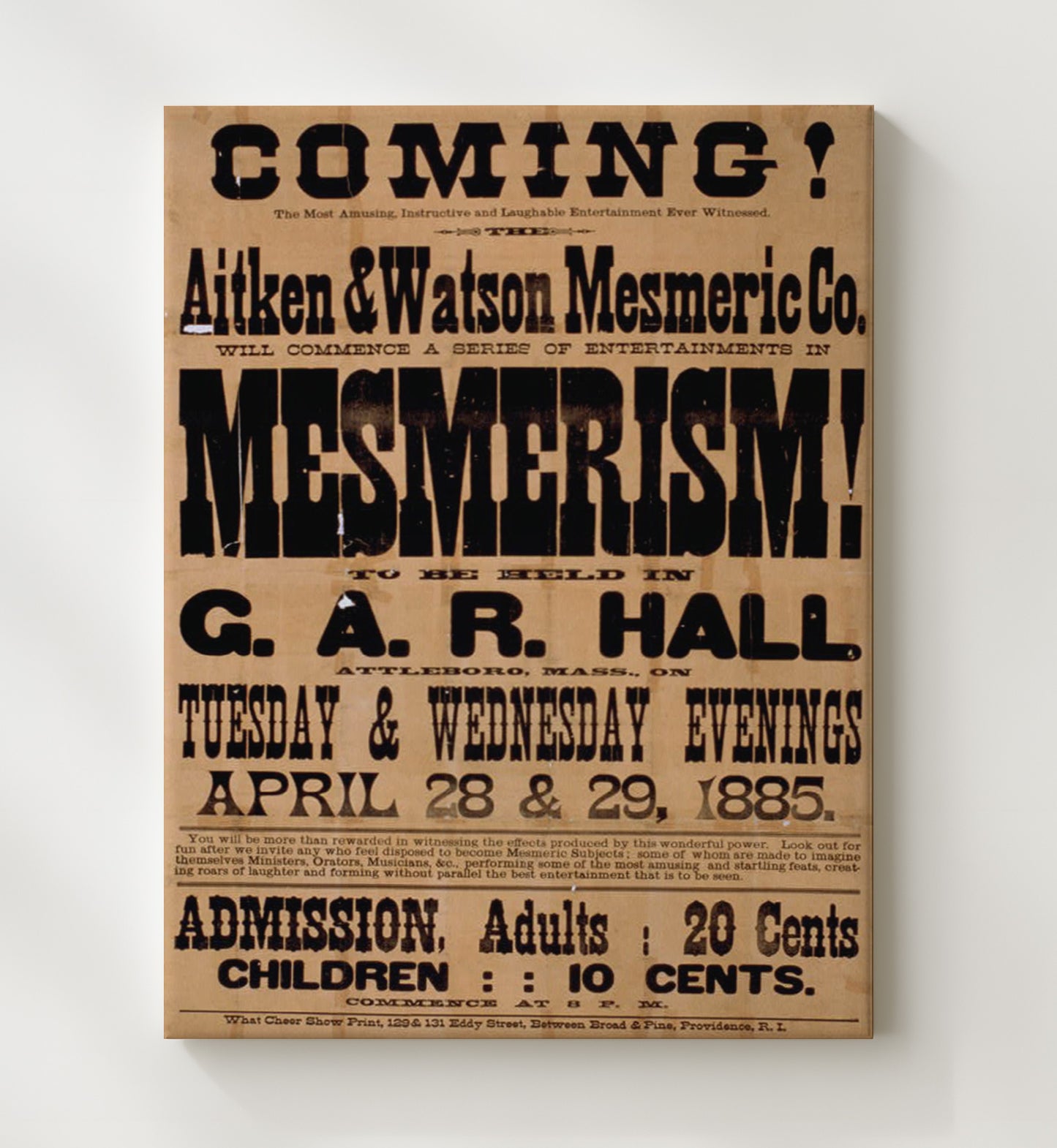 Mesmerism - Hypnotic Laughter - Magic Poster - 20x24 Canvas
