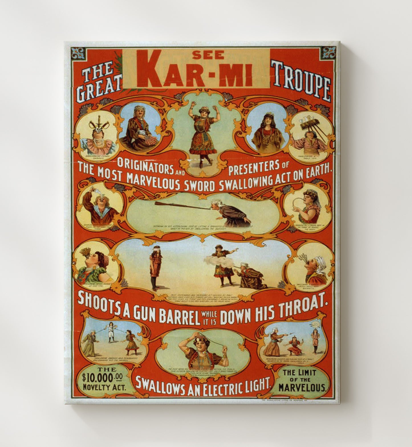 The Great Kar-Mi - Sword Swallower - Magic Poster - 20x24 Canvas