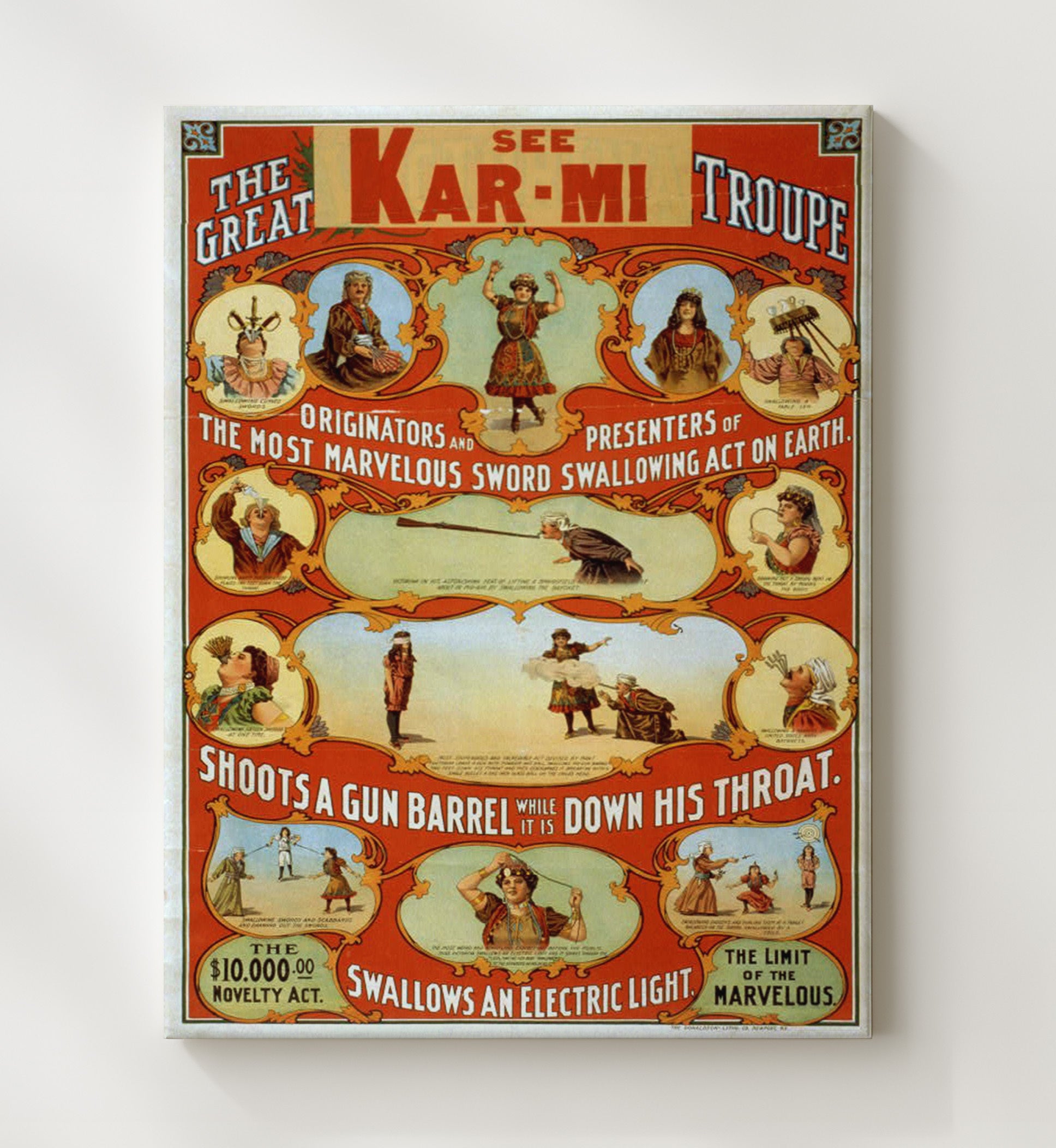 The Great Kar-Mi - Sword Swallower - Magic Poster - 20x24 Canvas