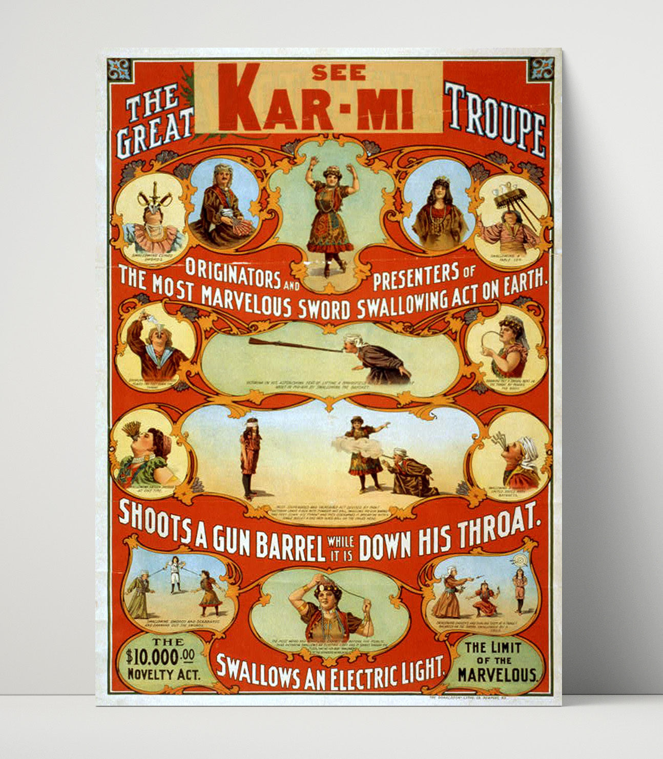 The Great Kar-Mi - Sword Swallower - Magic Poster - 16x20 Unframed Print