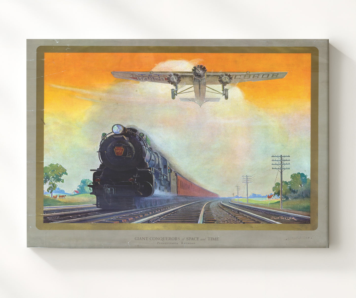 Giant Conquerors of Space and Time - Industrial Steam Train Art - Railroad Poster - 20x24 Canvas