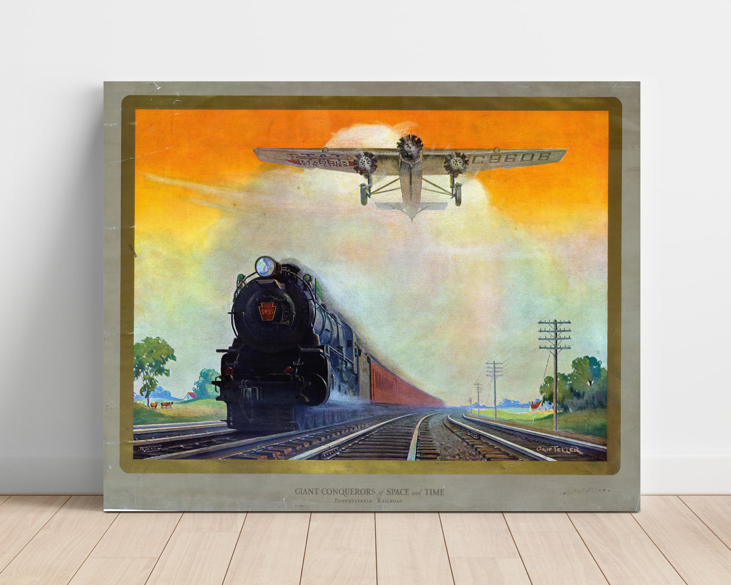Giant Conquerors of Space and Time - Industrial Steam Train Art - Railroad Poster - 16x20 Unframed Print