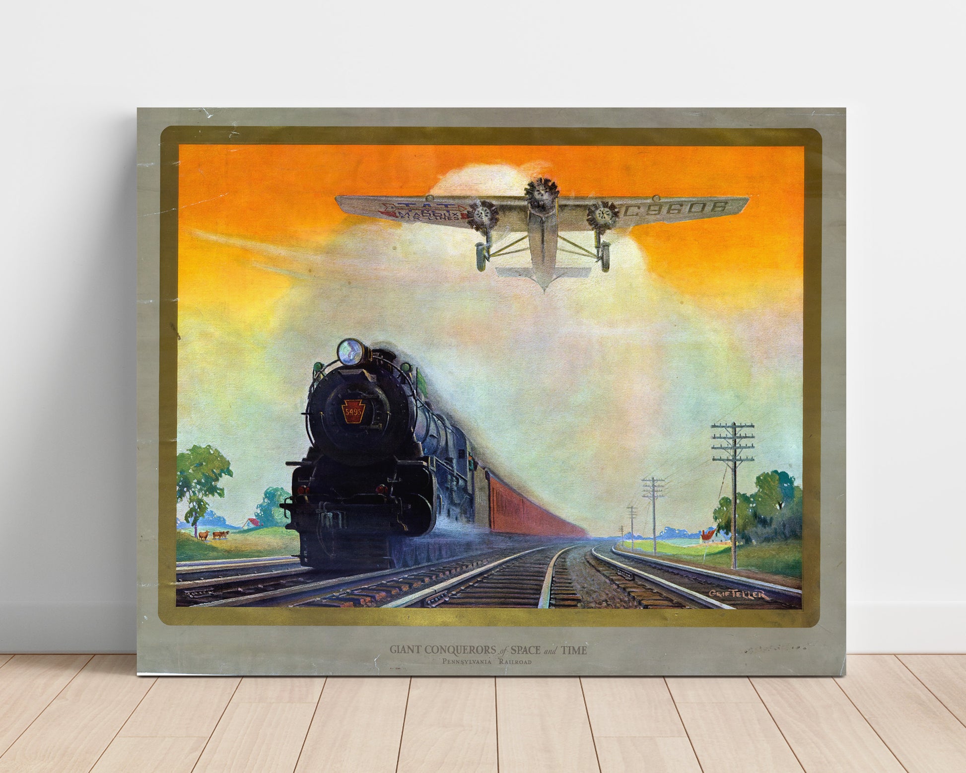 Giant Conquerors of Space and Time - Industrial Steam Train Art - Railroad Poster - 16x20 Unframed Print