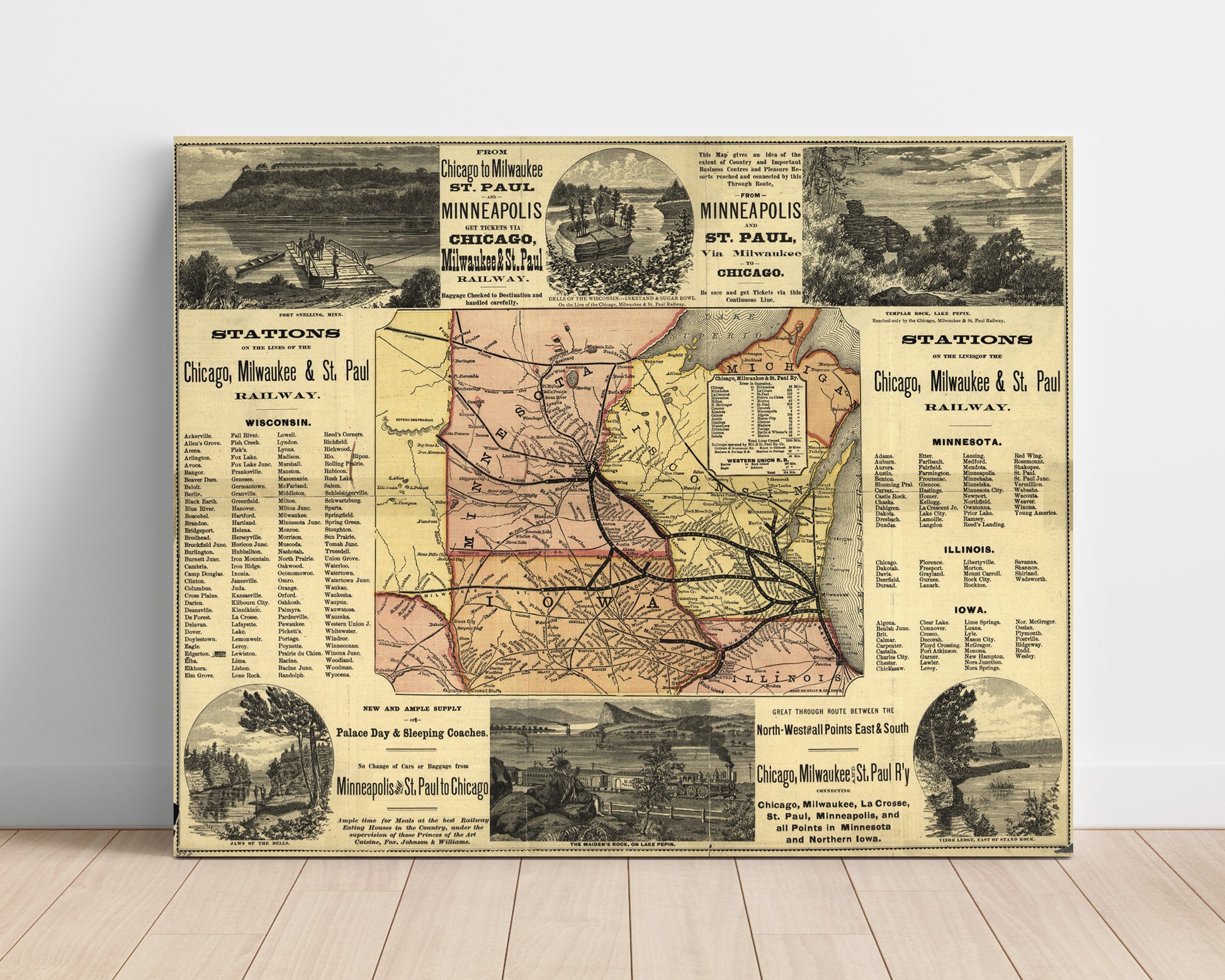 Midwest Railway Stations - Architectural Train Station Art - Railroad Poster - 16x20 Unframed Print