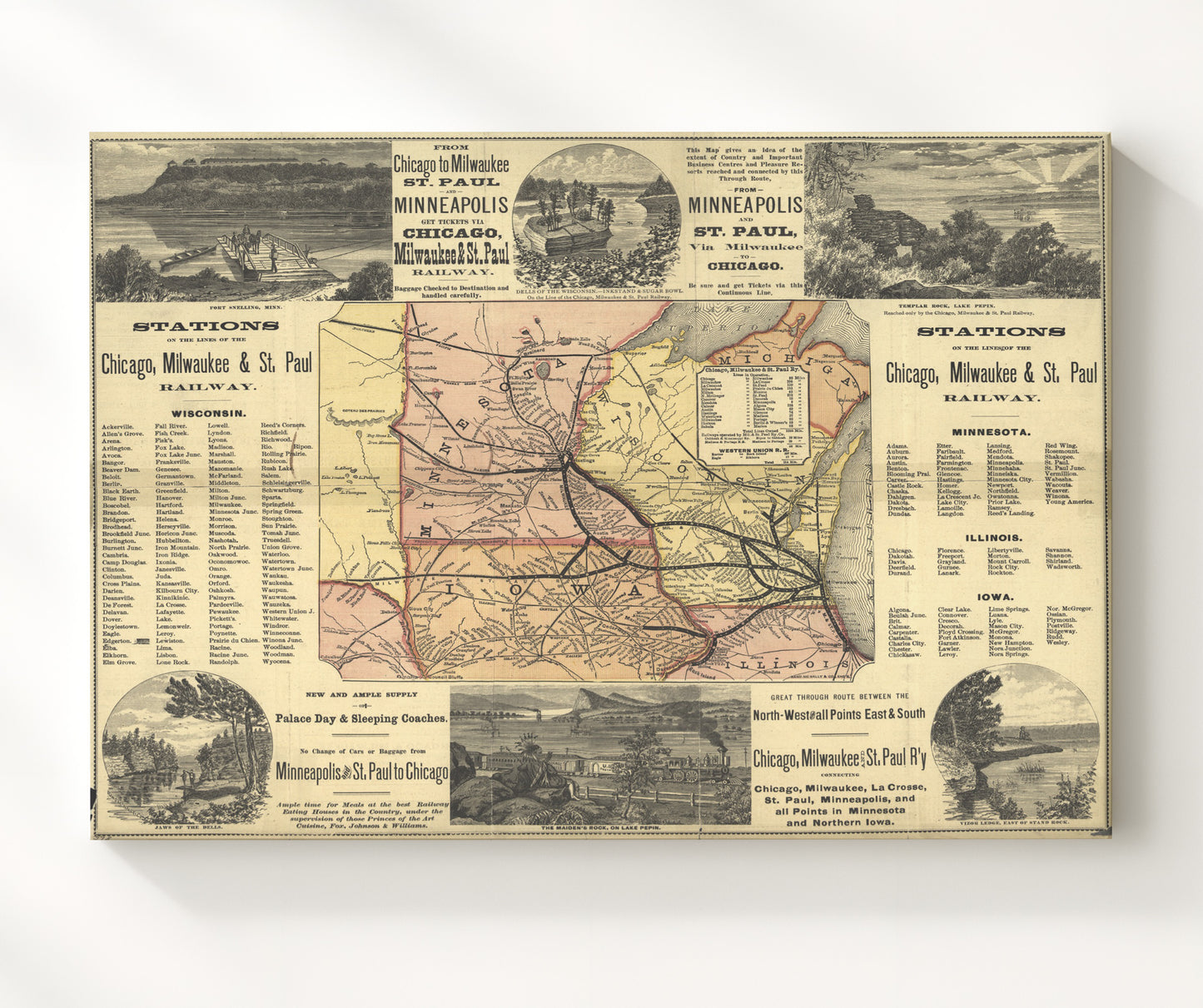 Midwest Railway Stations - Architectural Train Station Art - Railroad Poster - 20x24 Canvas