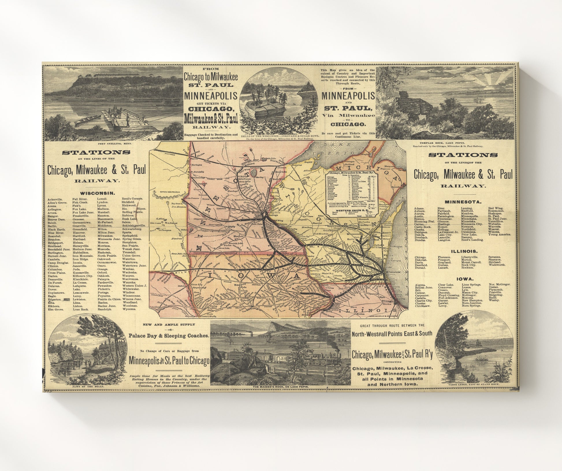 Midwest Railway Stations - Architectural Train Station Art - Railroad Poster - 20x24 Canvas