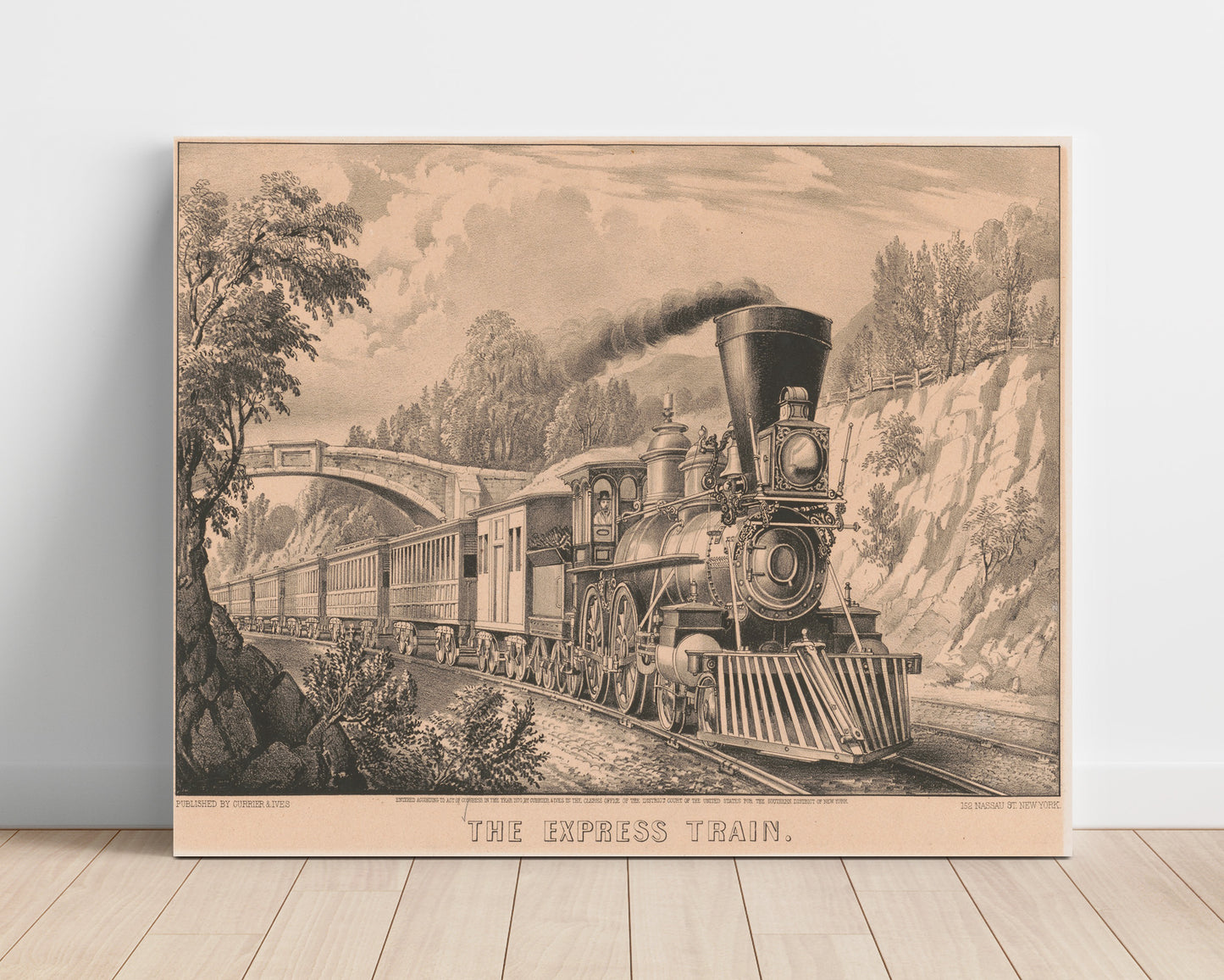 The Express Train 1870 - 19th-Century Locomotive Art - Railroad Poster - 16x20 Unframed Print