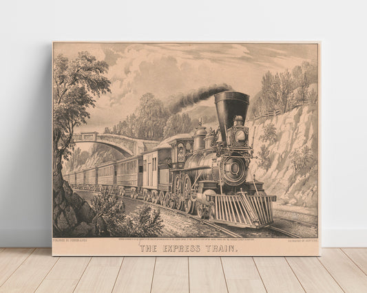 The Express Train 1870 - 19th-Century Locomotive - 16x20 Unframed Print