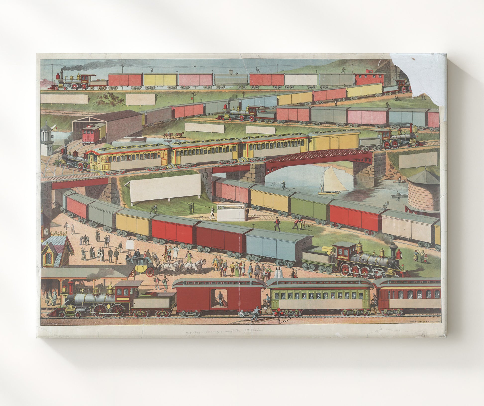 Zig Zag Trains 1890 - Victorian Mountain Railway Art - Railroad Poster - 20x24 Canvas