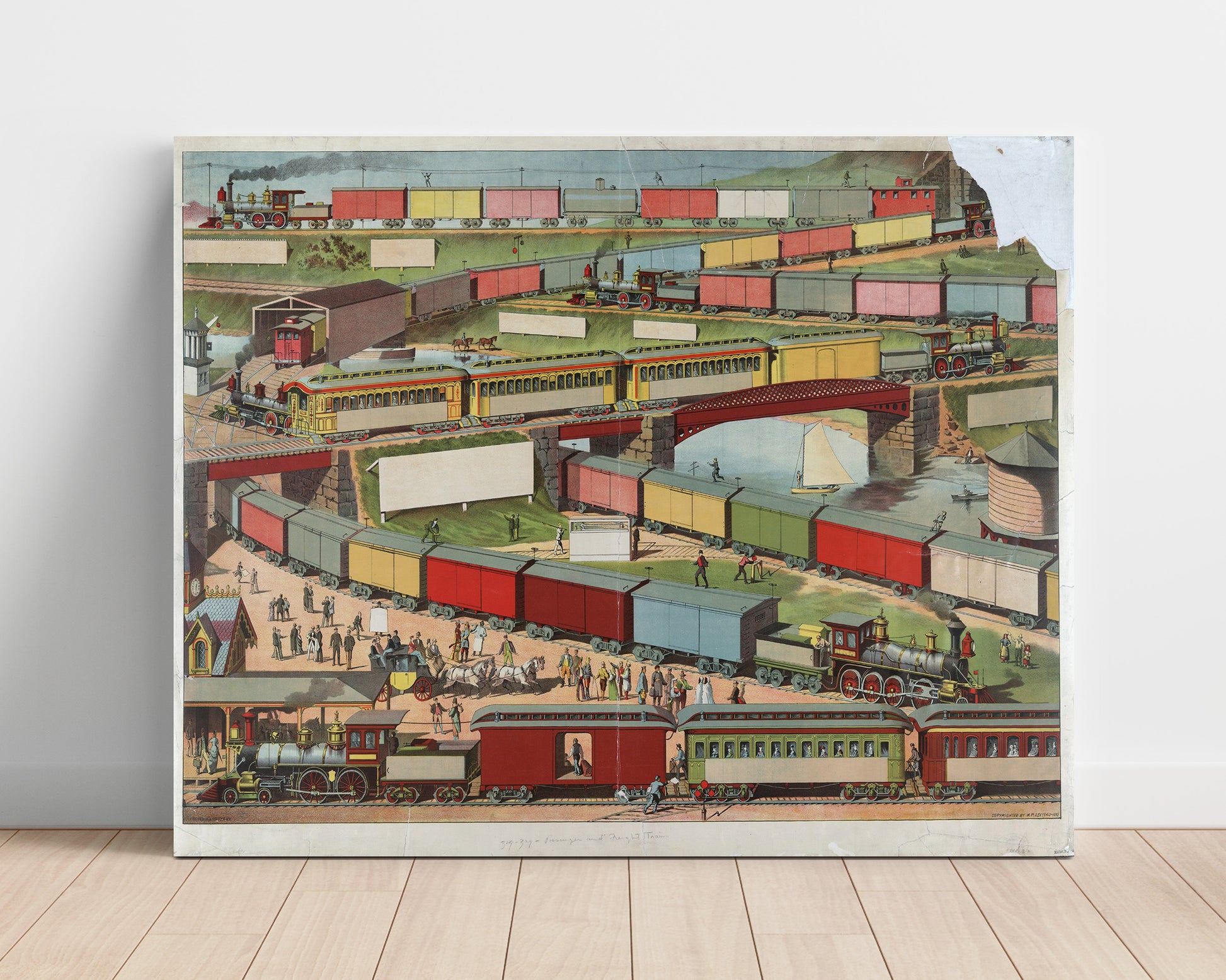 Zig Zag Trains 1890 - Victorian Mountain Railway Art - Railroad Poster - 16x20 Unframed Print