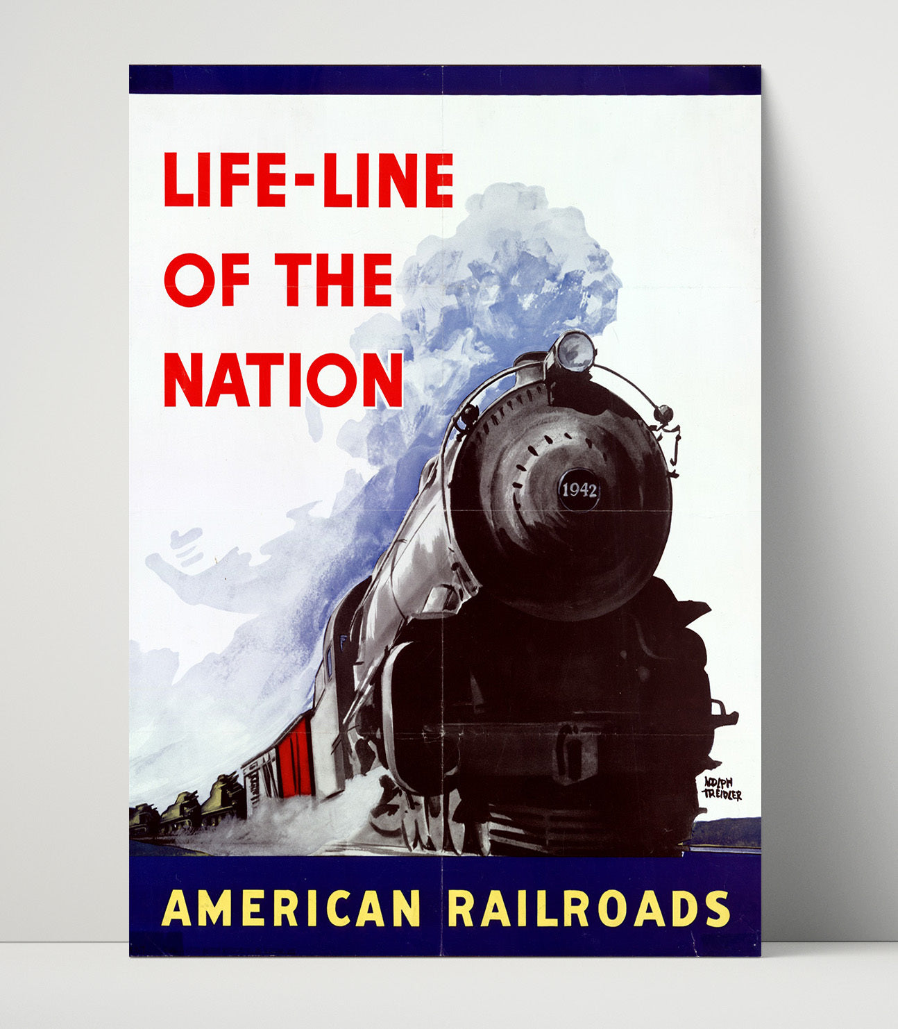 American Railroads Life Line of the Nation - Patriotic Railway Map - Railroad Poster - 16x20 Unframed Print