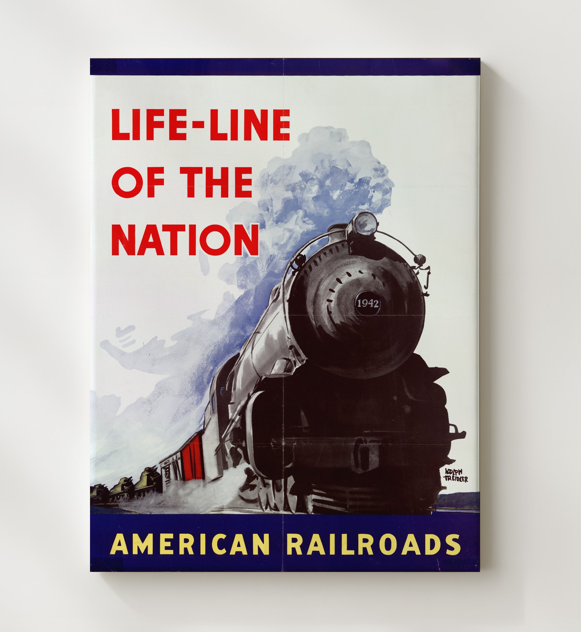 American Railroads Life Line of the Nation - Patriotic Railway Map - Railroad Poster - 20x24 Canvas