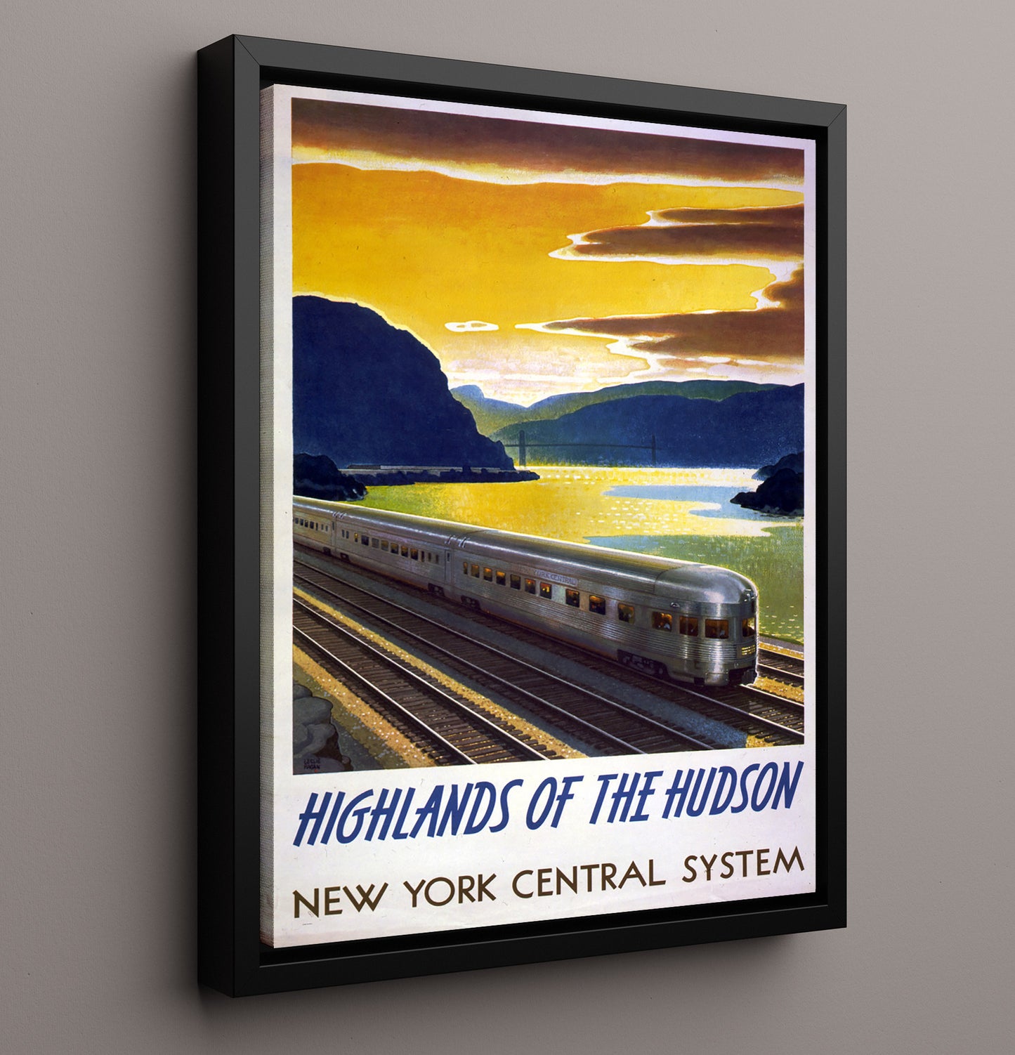 Highlands of the Hudson New York Central System - Hudson Valley Travel Art - Railroad Poster - 16x20 Framed Canvas