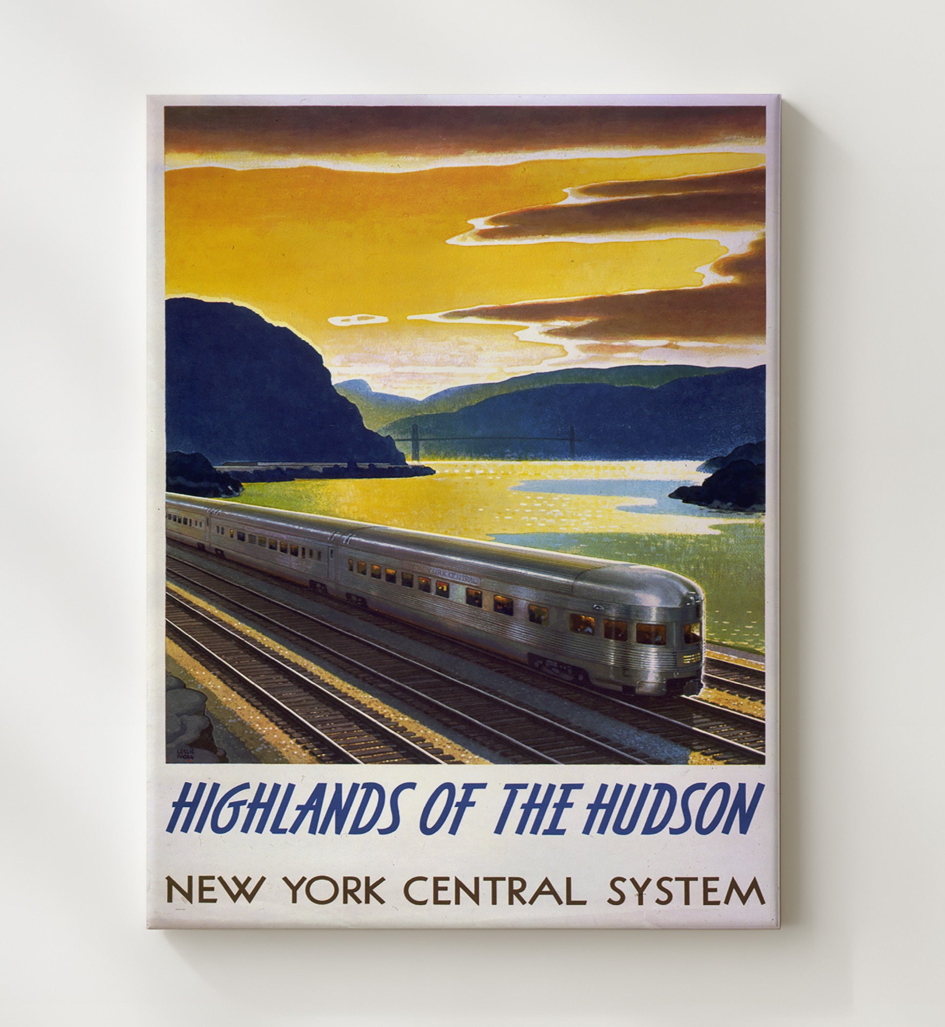 Highlands of the Hudson New York Central System - Hudson Valley Travel Art - Railroad Poster - 20x24 Canvas