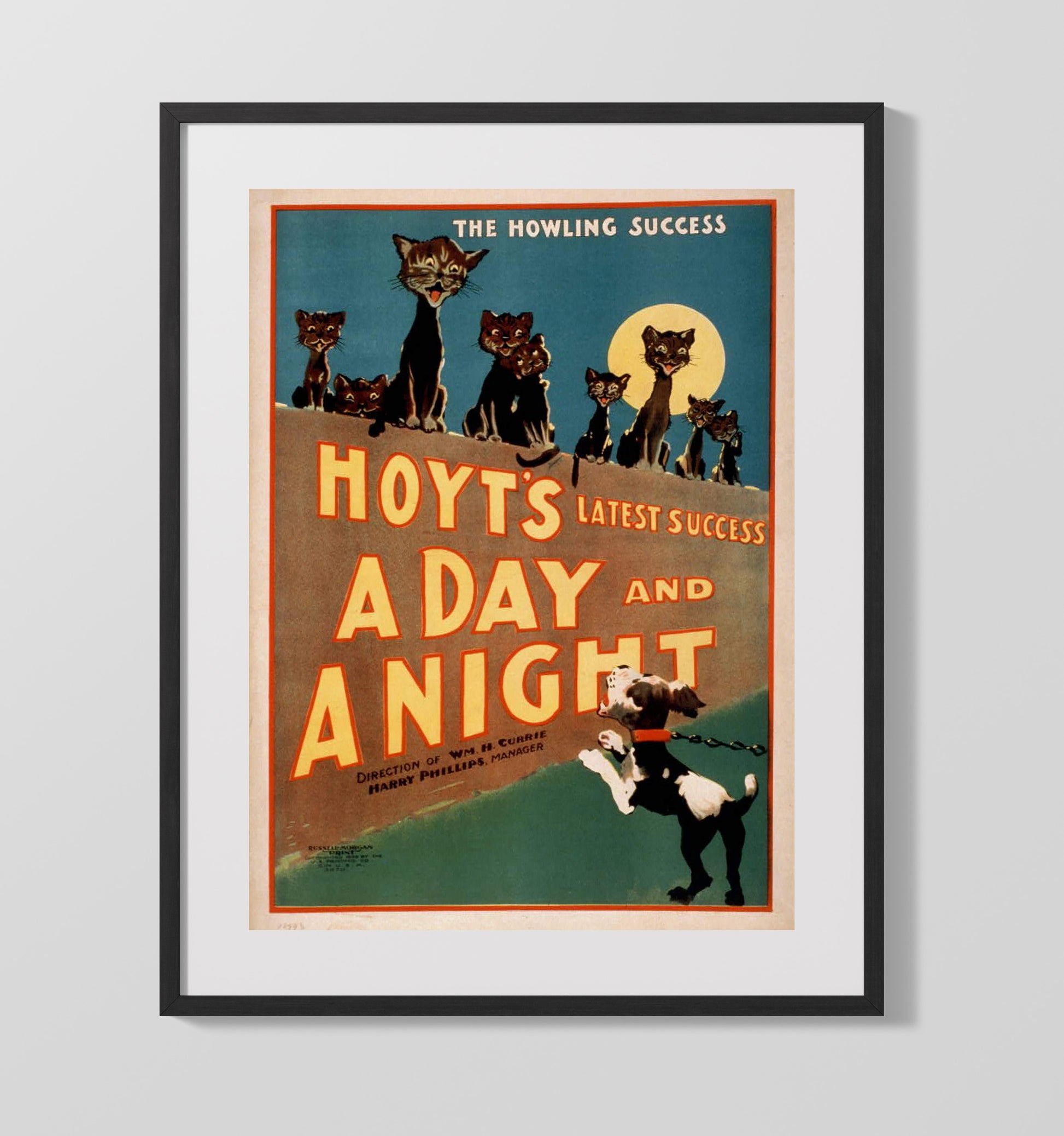 A Day and a Night - Cat and Dog Howl - Theater Poster - 16x20 Gallery Frame