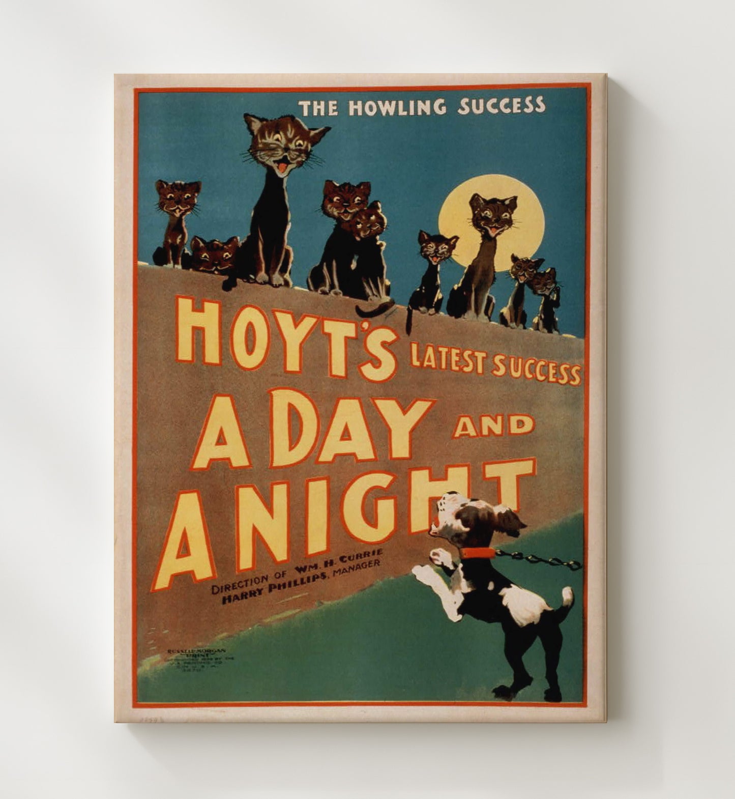 A Day and a Night - Cat and Dog Howl - Theater Poster - 20x24 Canvas