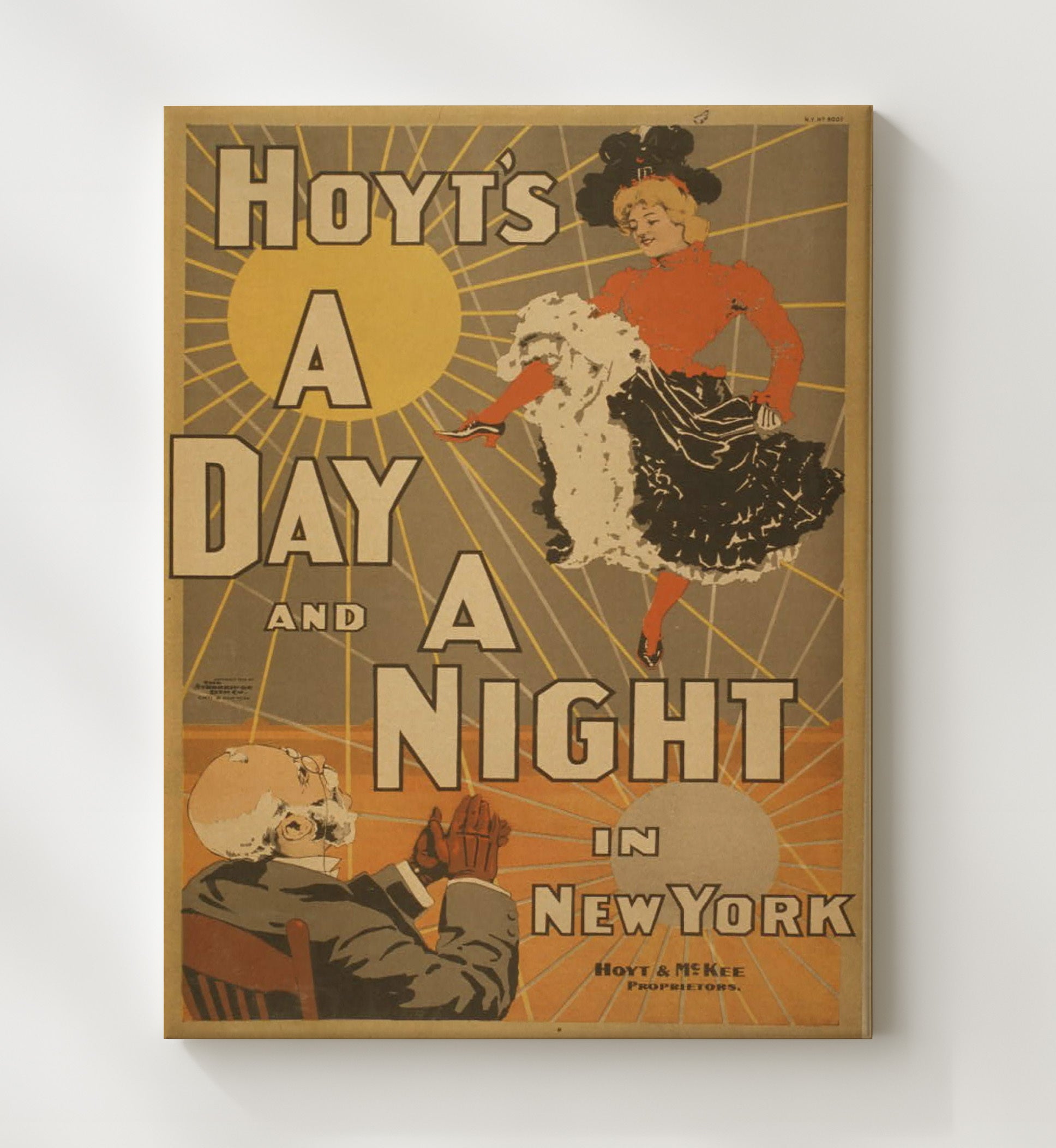 A Day and a Night in New York - Broadway Sunshine - Theater Poster - 20x24 Canvas