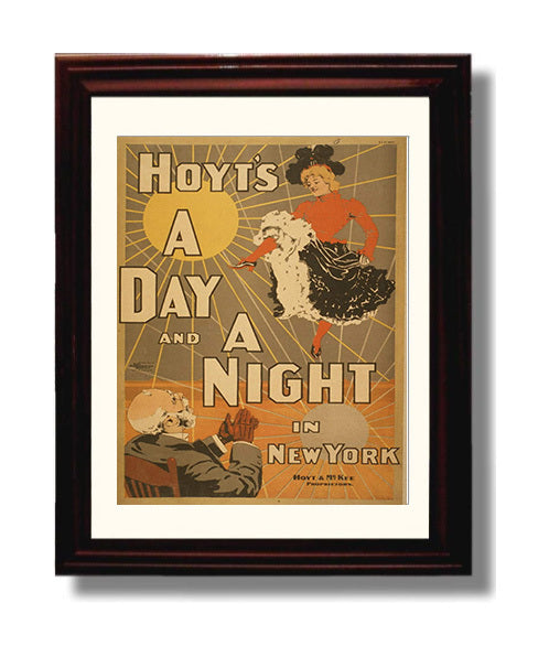 A Day and a Night in New York - Broadway Sunshine - Theater Poster - 8x10 Beveled Frame