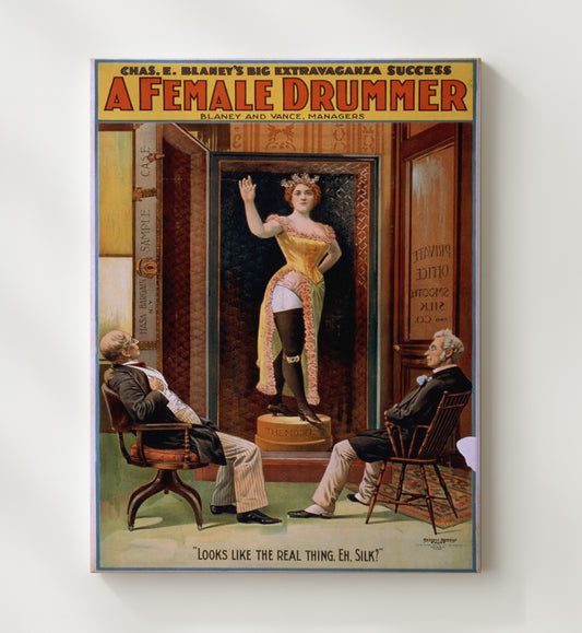 A Female Drummer - Mannequin Mischief theater poster 16x20 Canvas