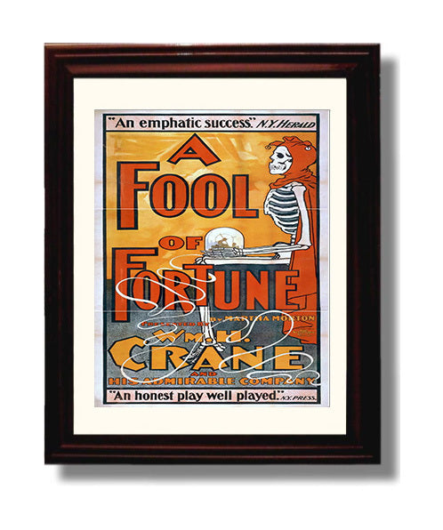 A Fool of Fortune - Skeletons Gamble - Theater Poster - 8x10 Beveled Frame