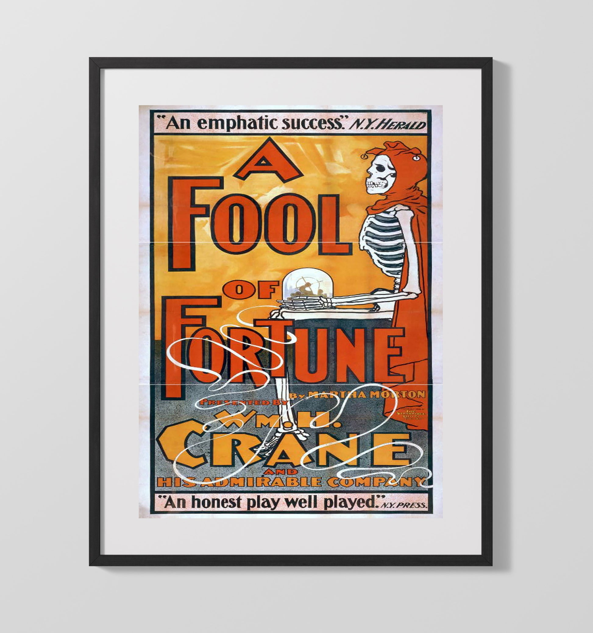 A Fool of Fortune - Skeletons Gamble - Theater Poster - 16x20 Gallery Frame
