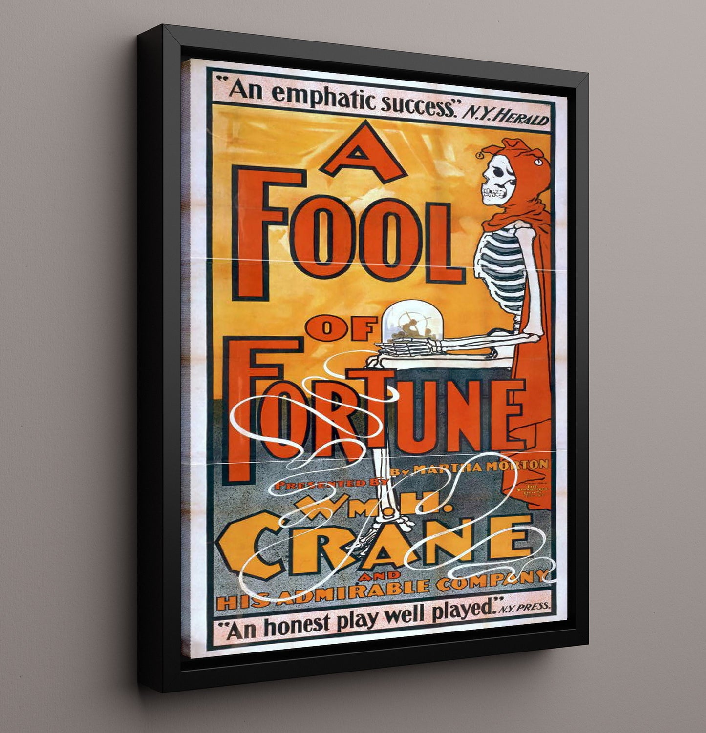 A Fool of Fortune - Skeletons Gamble - Theater Poster - 16x20 Framed Canvas