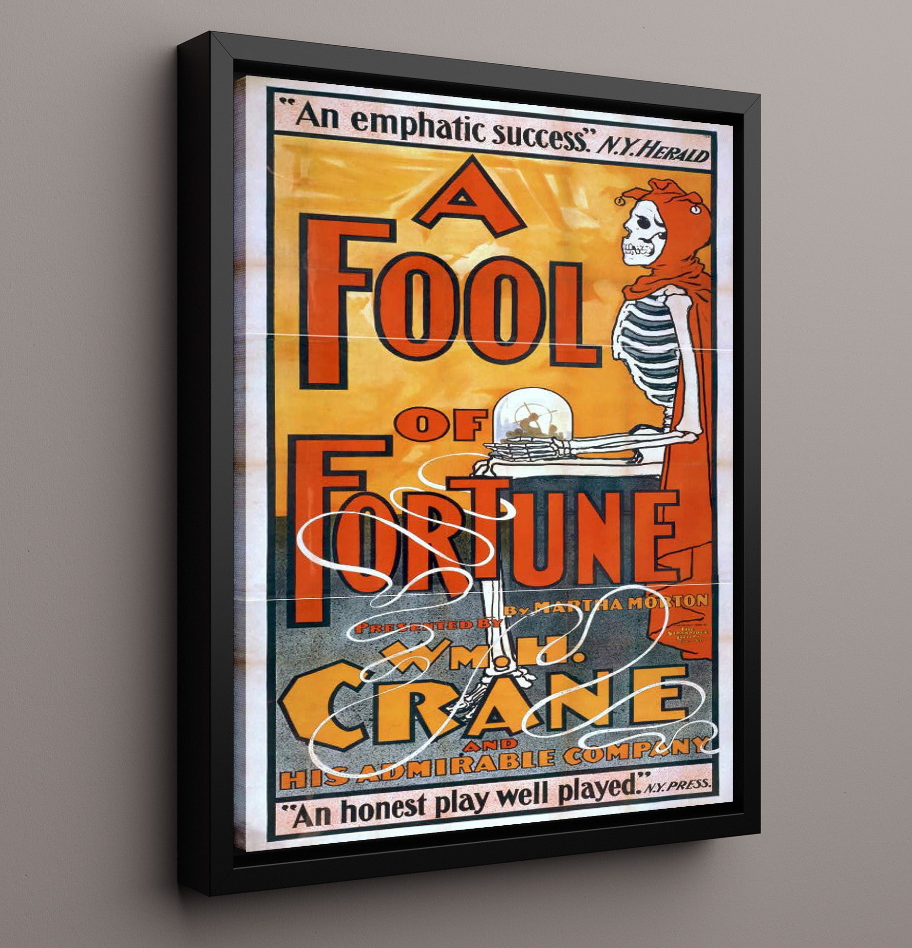 A Fool of Fortune - Skeletons Gamble - Theater Poster - 16x20 Framed Canvas