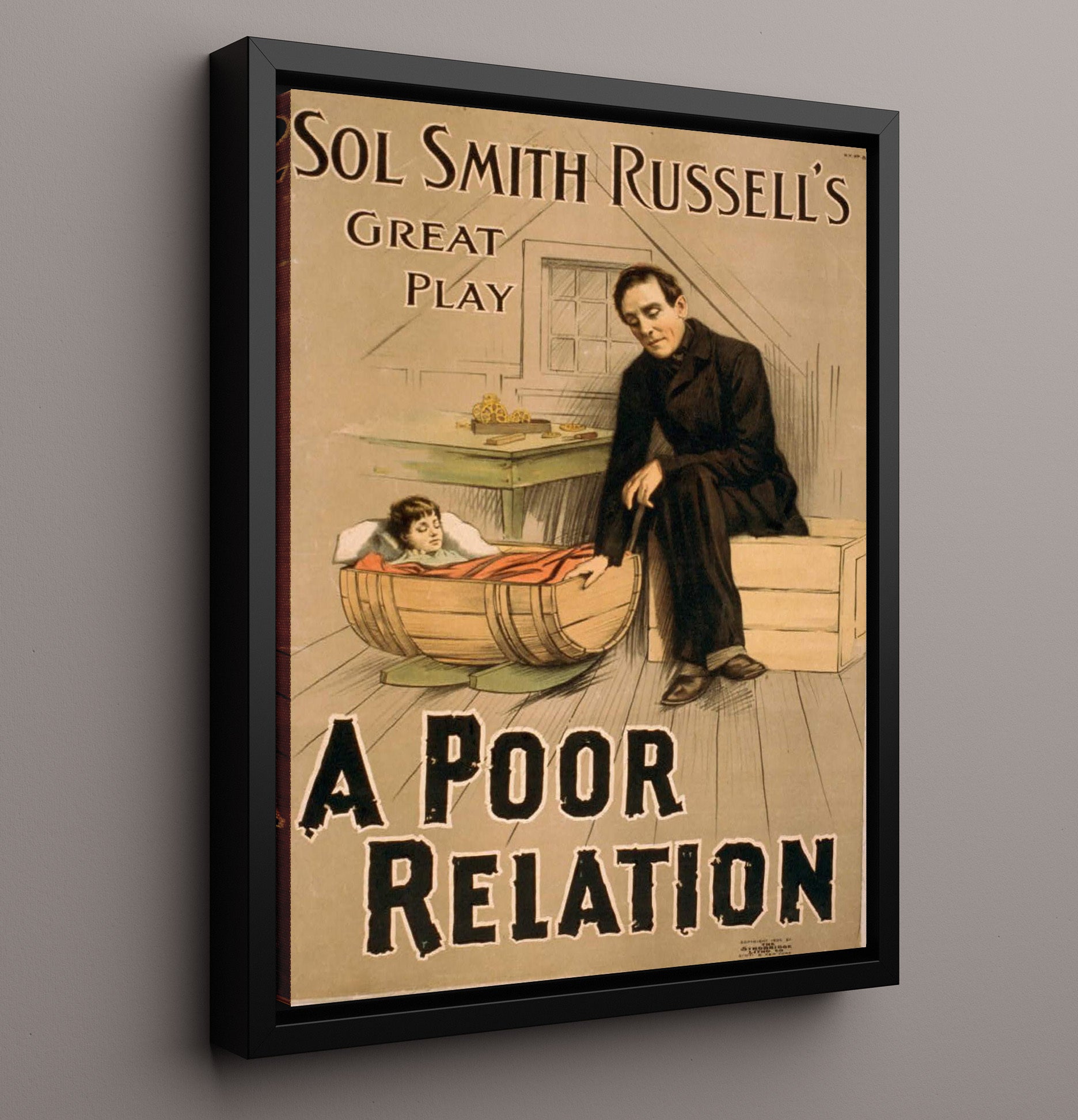 A Poor Relation - Barrel Bedtime - Theater Poster - 16x20 Framed Canvas