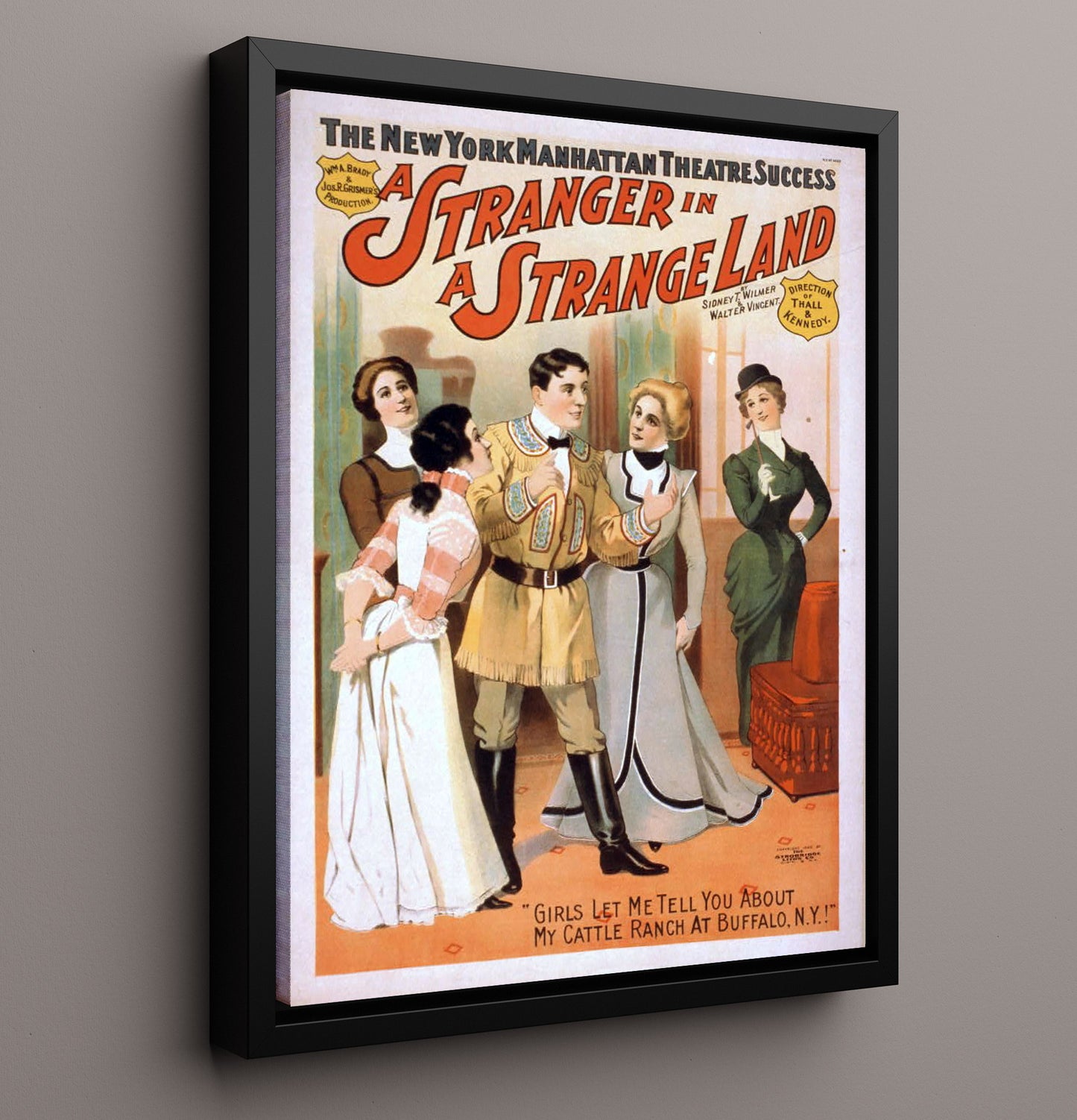A Stranger in a Strange Land - Ranch Romance - Theater Poster - 16x20 Framed Canvas