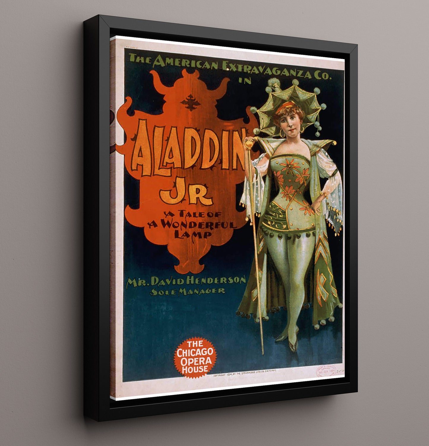 Aladdin Jr - Lamp of Laughs - Theater Poster - 16x20 Framed Canvas
