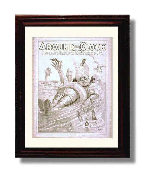 Around the Clock - Float of Follies - Theater Poster - 8x10 Beveled Frame
