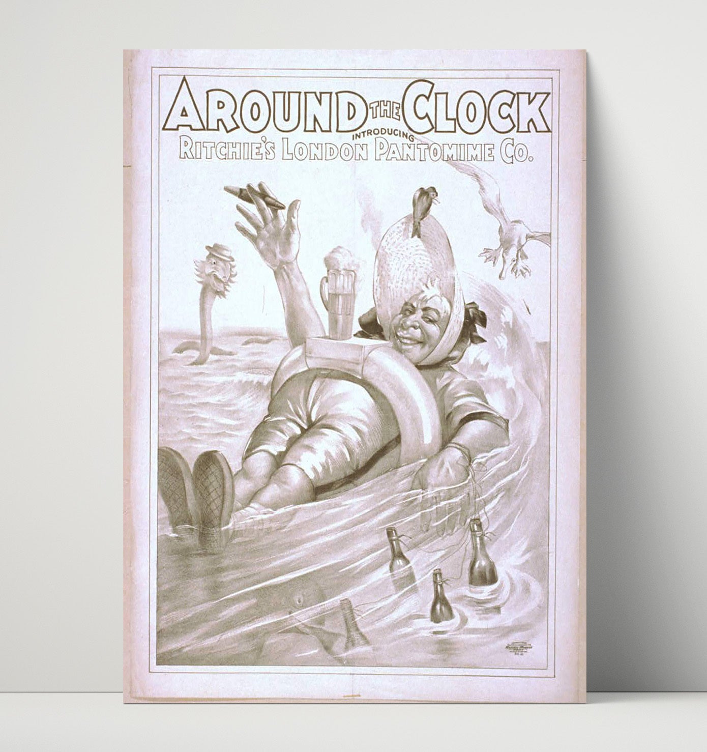 Around the Clock - Float of Follies - Theater Poster - 16x20 Unframed Print