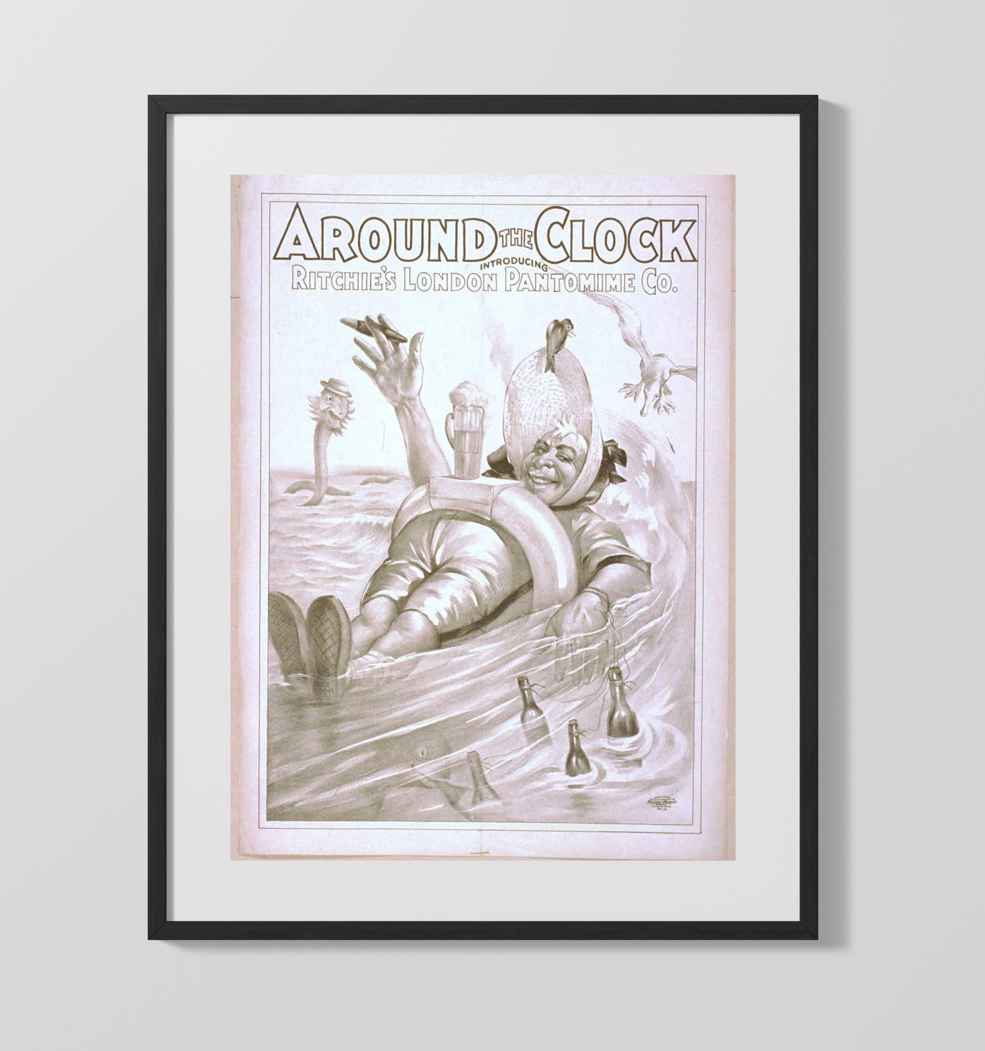 Around the Clock - Float of Follies - Theater Poster - 16x20 Gallery Frame