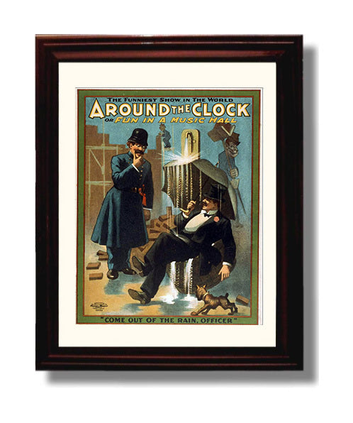 Around the Clock - Umbrella Comedy - Theater Poster - 8x10 Beveled Frame