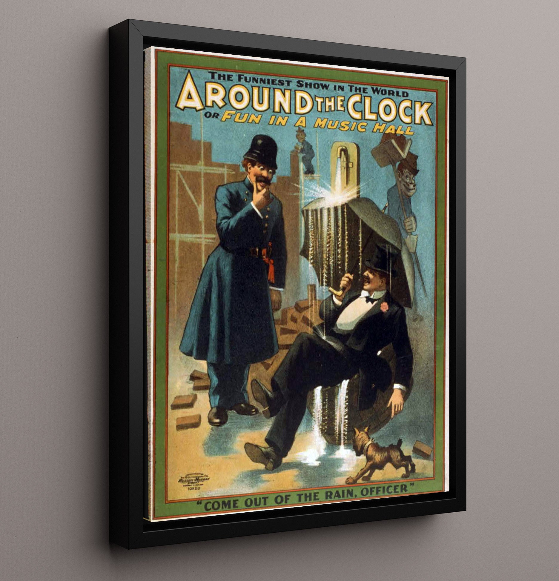Around the Clock - Umbrella Comedy - Theater Poster - 16x20 Framed Canvas