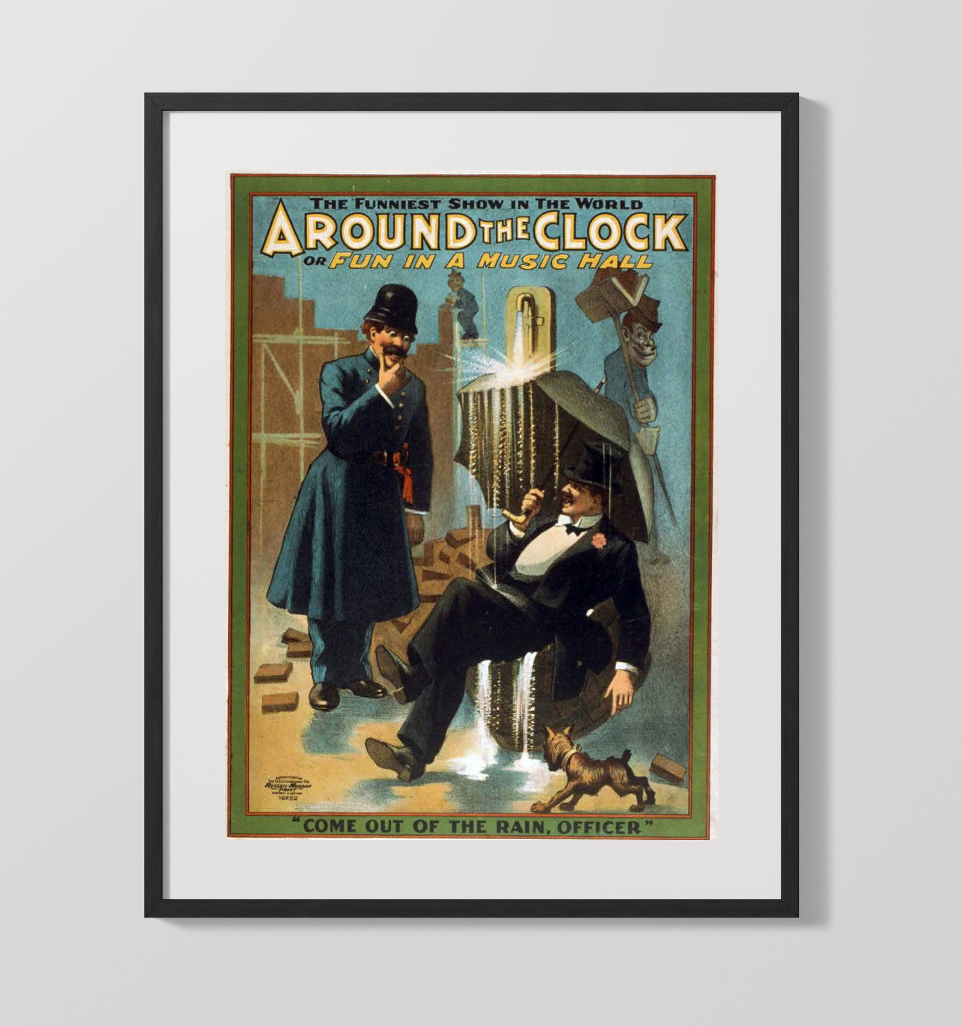 Around the Clock - Umbrella Comedy - Theater Poster - 16x20 Gallery Frame