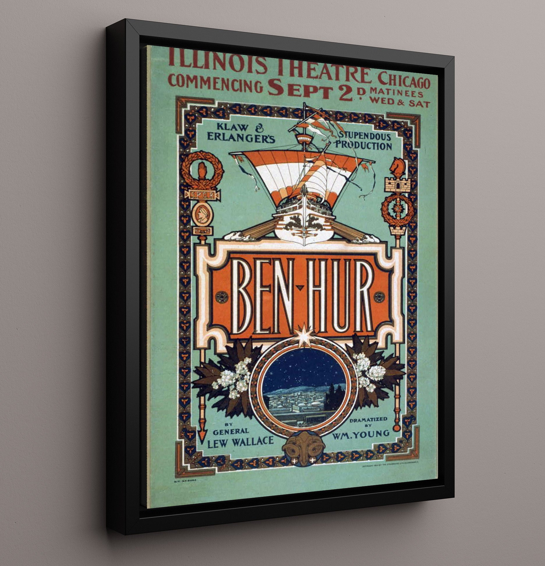 Ben Hur - Epic on Stage - Theater Poster - 16x20 Framed Canvas