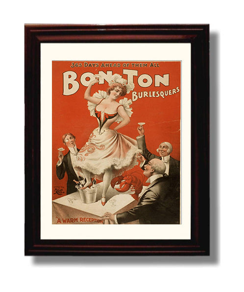 Bonton Burlesquers - Lobster Cabaret - Theater Poster - 8x10 Beveled Frame