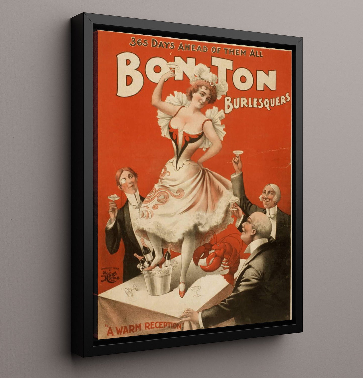 Bonton Burlesquers - Lobster Cabaret - Theater Poster - 16x20 Framed Canvas