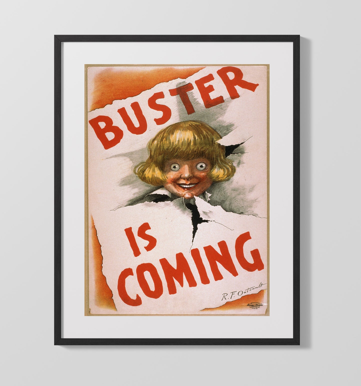 Buster Is Coming - R.F. Outcault Comedy - Theater Poster - 16x20 Gallery Frame
