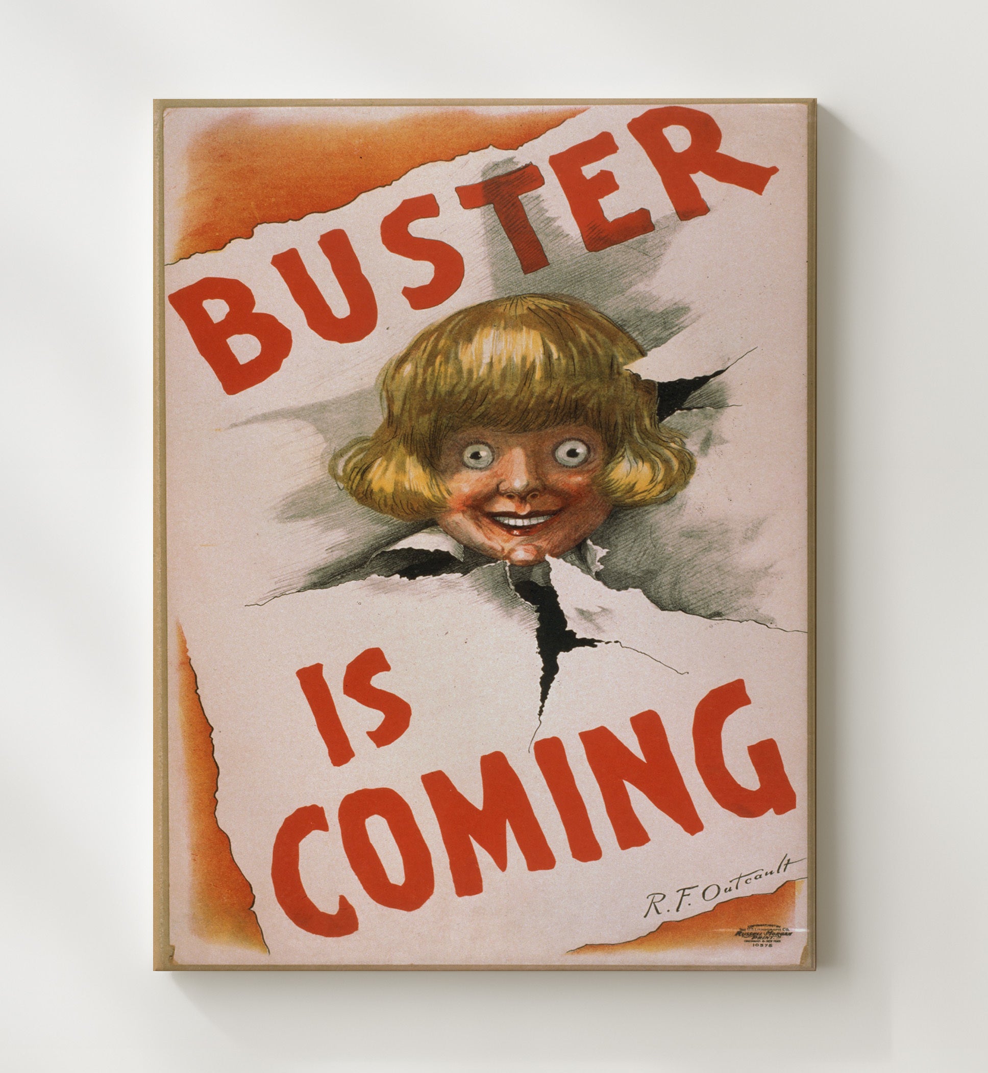 Buster Is Coming - R.F. Outcault Comedy - Theater Poster - 20x24 Canvas