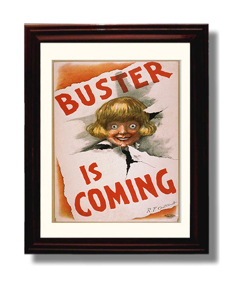 Buster Is Coming - R.F. Outcault Comedy - Theater Poster - 8x10 Beveled Frame