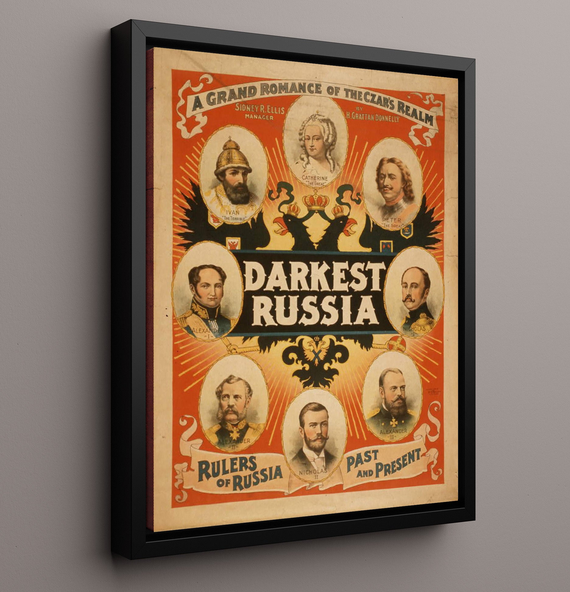 Darkest Russia - Czar Drama - Theater Poster - 16x20 Framed Canvas