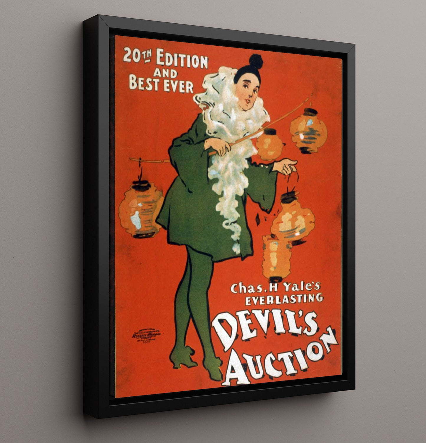Devils Auction - Lantern Parade - Theater Poster - 16x20 Framed Canvas