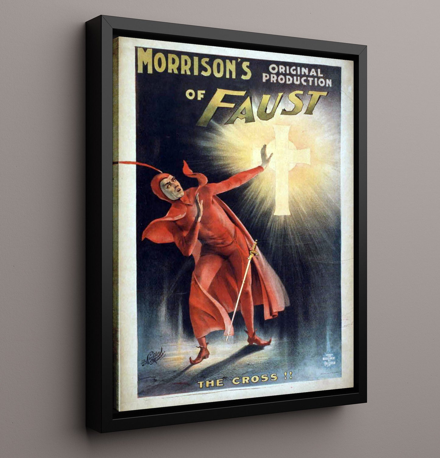 Faust - Cross Encounter - Theater Poster - 16x20 Framed Canvas
