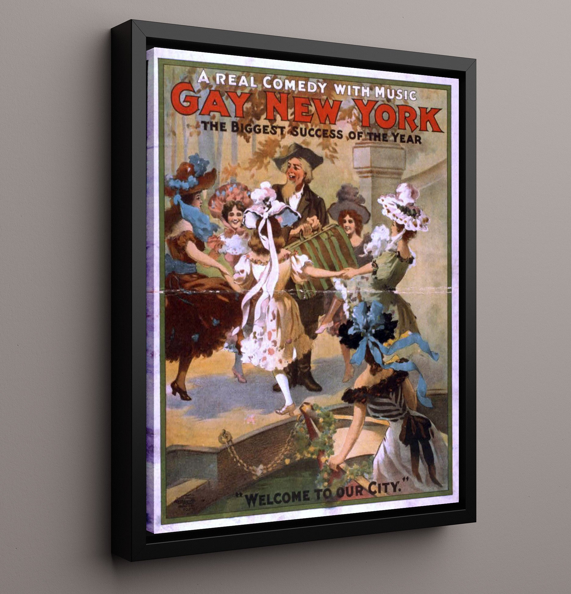 Gay New York - City Welcome Parade - Theater Poster - 16x20 Framed Canvas